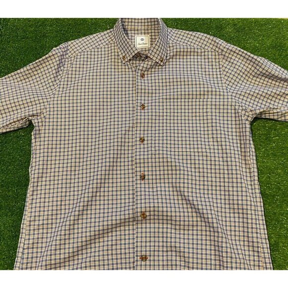 David Donahue shirt large mens plaid gingham casual business blue long sleeve - Picture 7 of 15